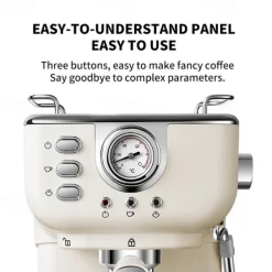 Retro Coffee Machine Ltalian Semi-automatic Home Office High Pressure Concentrated Steam Milk Foam Coffee Pot