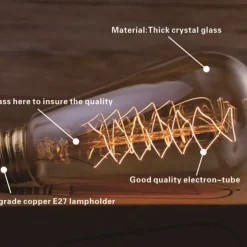 Retro Edison Bulb E27 220V 40W Light Bulb ST64 Filament Vintage Ampoule Incandescent Spiral Lamp