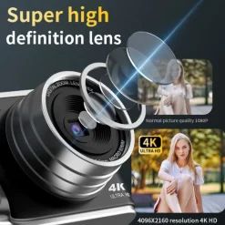 Retro Fashion 64 Megapixel Digital Camera 4K HD CMOS Lens HD Wide-Angle Shooting Camera