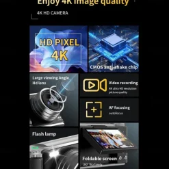 Retro Fashion 64 Megapixel Digital Camera 4K HD CMOS Lens HD Wide-Angle Shooting Camera