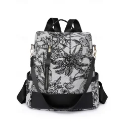 Retro Floral Fabric Backpack for Women – Bohemian Multi-Way Convertible Bag with Artistic Pattern, Great for Commuting, Shopping, or Weekend Outings