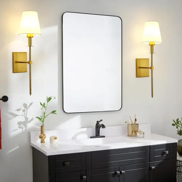 Retro Gold Wall Mounted Bedside Lamps Sconces Lighting Wall Lamps for Bedrooms with Fabric Shade for Bedroom Living Room Corridor Kitchen