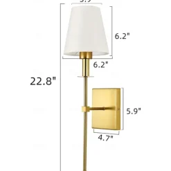 Retro Gold Wall Mounted Bedside Lamps Sconces Lighting Wall Lamps for Bedrooms with Fabric Shade for Bedroom Living Room Corridor Kitchen
