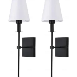 Retro Gold Wall Mounted Bedside Lamps Sconces Lighting Wall Lamps for Bedrooms with Fabric Shade for Bedroom Living Room Corridor Kitchen