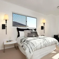 Retro Gold Wall Mounted Bedside Lamps Sconces Lighting Wall Lamps for Bedrooms with Fabric Shade for Bedroom Living Room Corridor Kitchen