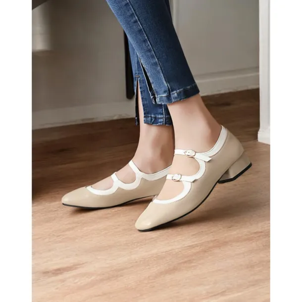 Retro Green Patent Leather Mary Jane Shoes – Women's Vintage Double-Strap Low Block Heels for Casual and Cosplay Wear