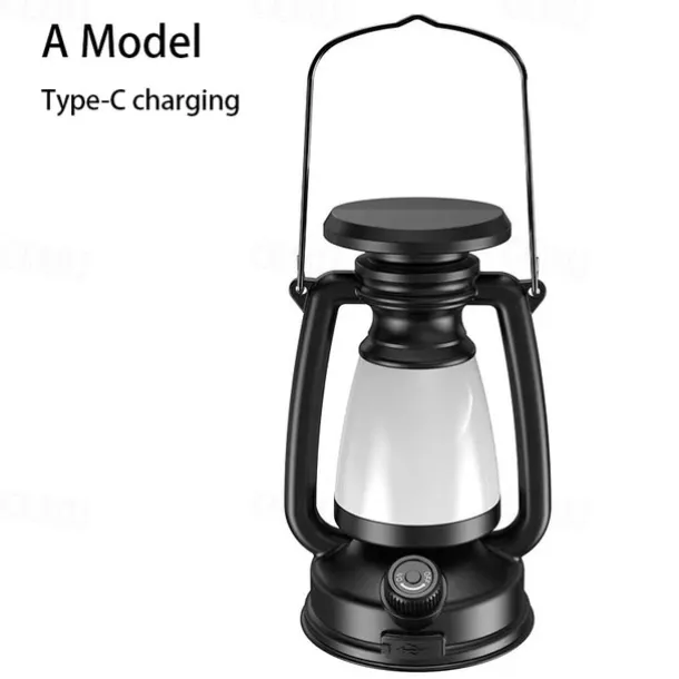 Retro Horse Lantern 3-Color LED Light Stepless Dimming Hanging Solar Rechargeable Outdoor Camping Light