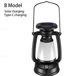 Retro Horse Lantern 3-Color LED Light Stepless Dimming Hanging Solar Rechargeable Outdoor Camping Light