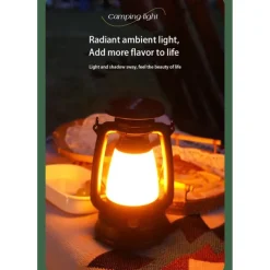 Retro Horse Lantern 3-Color LED Light Stepless Dimming Hanging Solar Rechargeable Outdoor Camping Light
