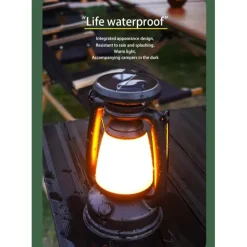 Retro Horse Lantern 3-Color LED Light Stepless Dimming Hanging Solar Rechargeable Outdoor Camping Light