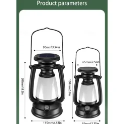 Retro Horse Lantern 3-Color LED Light Stepless Dimming Hanging Solar Rechargeable Outdoor Camping Light