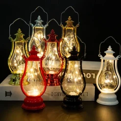 Retro Kerosene Lantern Light Christmas Decorations LED Copper Wire Lamp Creative Candle Lamp Home Decor Halloween Decoration Night Light Portable Lantern