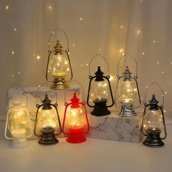 Retro Kerosene Lantern Light Christmas Decorations LED Copper Wire Lamp Creative Candle Lamp Home Decor Halloween Decoration Night Light Portable Lantern