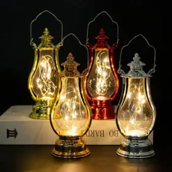 Retro Kerosene Lantern Light Christmas Decorations LED Copper Wire Lamp Creative Candle Lamp Home Decor Halloween Decoration Night Light Portable Lantern
