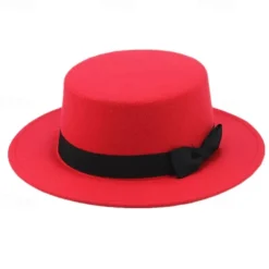 Retro Parent-Child British Style Black Flat Hat Woolen Hat Men And Women Performance Gentleman Hat Felt Hat Children's Performance Hat