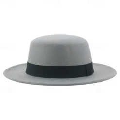 Retro Parent-Child British Style Black Flat Hat Woolen Hat Men And Women Performance Gentleman Hat Felt Hat Children's Performance Hat