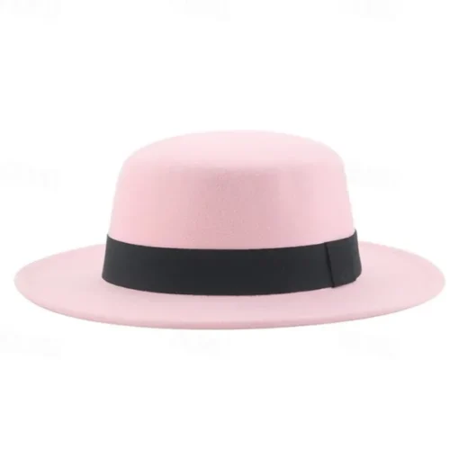 Retro Parent-Child British Style Black Flat Hat Woolen Hat Men And Women Performance Gentleman Hat Felt Hat Children's Performance Hat