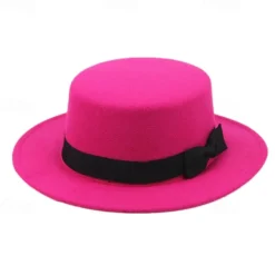 Retro Parent-Child British Style Black Flat Hat Woolen Hat Men And Women Performance Gentleman Hat Felt Hat Children's Performance Hat