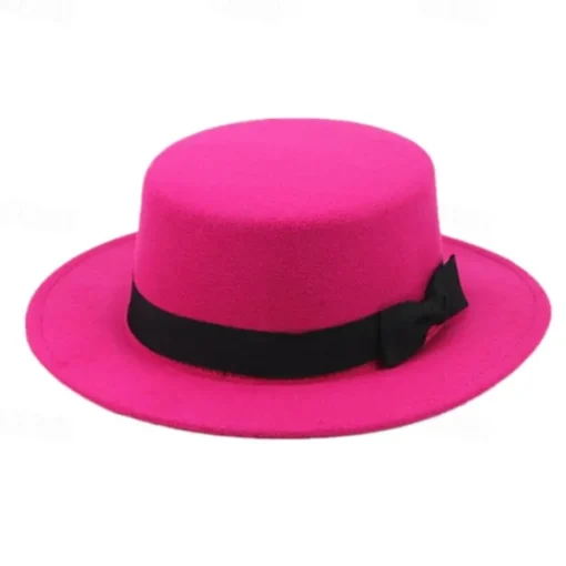 Retro Parent-Child British Style Black Flat Hat Woolen Hat Men And Women Performance Gentleman Hat Felt Hat Children's Performance Hat