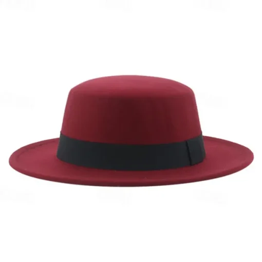 Retro Parent-Child British Style Black Flat Hat Woolen Hat Men And Women Performance Gentleman Hat Felt Hat Children's Performance Hat