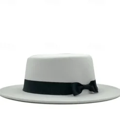 Retro Parent-Child British Style Black Flat Hat Woolen Hat Men And Women Performance Gentleman Hat Felt Hat Children's Performance Hat