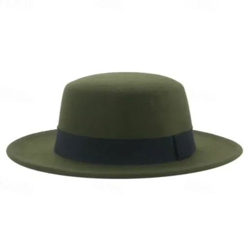 Retro Parent-Child British Style Black Flat Hat Woolen Hat Men And Women Performance Gentleman Hat Felt Hat Children's Performance Hat