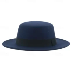 Retro Parent-Child British Style Black Flat Hat Woolen Hat Men And Women Performance Gentleman Hat Felt Hat Children's Performance Hat