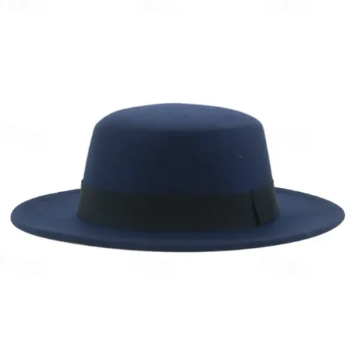 Retro Parent-Child British Style Black Flat Hat Woolen Hat Men And Women Performance Gentleman Hat Felt Hat Children's Performance Hat
