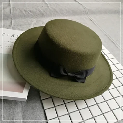 Retro Parent-Child British Style Black Flat Hat Woolen Hat Men And Women Performance Gentleman Hat Felt Hat Children's Performance Hat