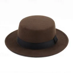 Retro Parent-Child British Style Black Flat Hat Woolen Hat Men And Women Performance Gentleman Hat Felt Hat Children's Performance Hat