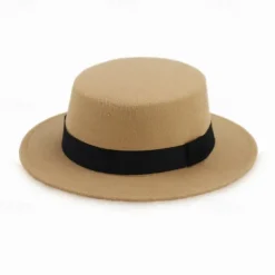 Retro Parent-Child British Style Black Flat Hat Woolen Hat Men And Women Performance Gentleman Hat Felt Hat Children's Performance Hat