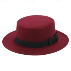 Retro Parent-Child British Style Black Flat Hat Woolen Hat Men And Women Performance Gentleman Hat Felt Hat Children's Performance Hat