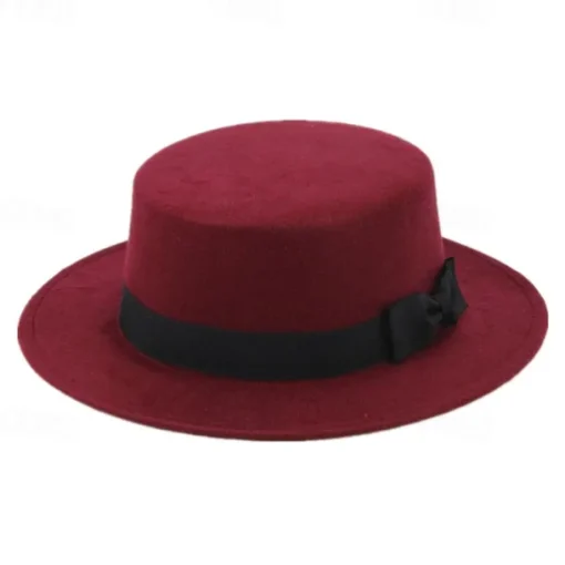 Retro Parent-Child British Style Black Flat Hat Woolen Hat Men And Women Performance Gentleman Hat Felt Hat Children's Performance Hat