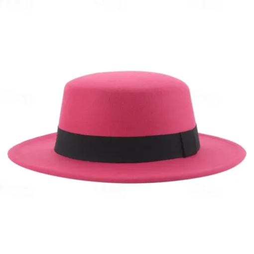 Retro Parent-Child British Style Black Flat Hat Woolen Hat Men And Women Performance Gentleman Hat Felt Hat Children's Performance Hat