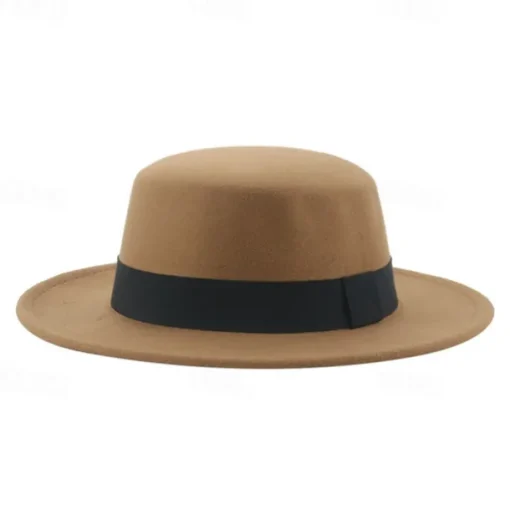 Retro Parent-Child British Style Black Flat Hat Woolen Hat Men And Women Performance Gentleman Hat Felt Hat Children's Performance Hat