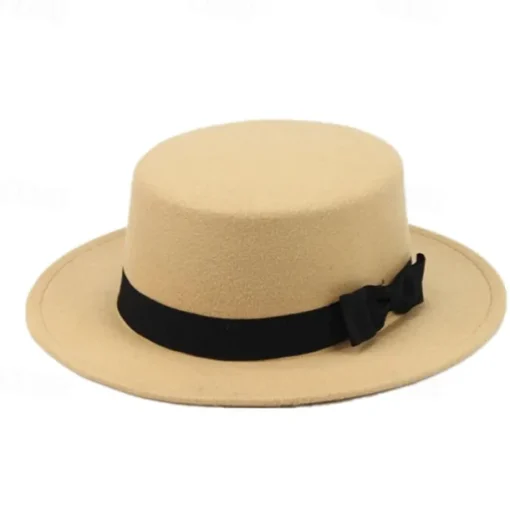 Retro Parent-Child British Style Black Flat Hat Woolen Hat Men And Women Performance Gentleman Hat Felt Hat Children's Performance Hat