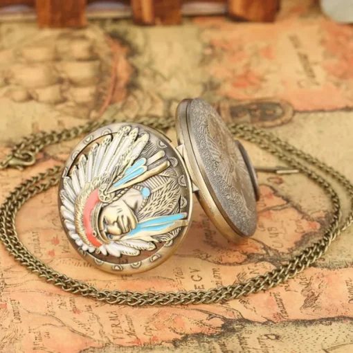 Retro Pocket Watches For Men Chief Series Steampunk Vintage Quartz Pocket FOB Watch Exquisite Necklace Unisex Gifts Half Hunter