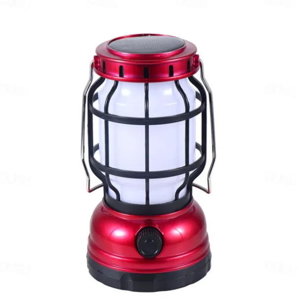 Retro Solar Camping Lights Portable Lantern Dimming Rechargeable LED Hanging Lights Power Bank Travel Tents Camp Supplies
