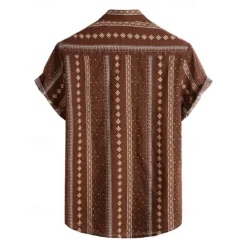 Retro Vintage Boho 1970s Shirt Hawaiian Shirts Hippie Tribal Ethnic Fancy Dress Men's Halloween Carnival Music Festival Beach Vacation Wear Retro Theme Party Adults' Shirt