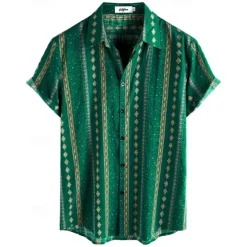 Retro Vintage Boho 1970s Shirt Hawaiian Shirts Hippie Tribal Ethnic Fancy Dress Men's Halloween Carnival Music Festival Beach Vacation Wear Retro Theme Party Adults' Shirt