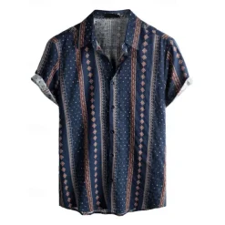 Retro Vintage Boho 1970s Shirt Hawaiian Shirts Hippie Tribal Ethnic Fancy Dress Men's Halloween Carnival Music Festival Beach Vacation Wear Retro Theme Party Adults' Shirt