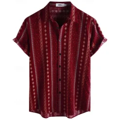 Retro Vintage Boho 1970s Shirt Hawaiian Shirts Hippie Tribal Ethnic Fancy Dress Men's Halloween Carnival Music Festival Beach Vacation Wear Retro Theme Party Adults' Shirt