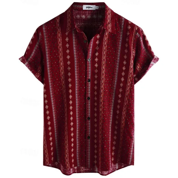 Retro Vintage Boho 1970s Shirt Hawaiian Shirts Hippie Tribal Ethnic Fancy Dress Men's Halloween Carnival Music Festival Beach Vacation Wear Retro Theme Party Adults' Shirt