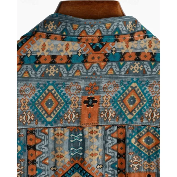 Retro Vintage Boho 1970s Shirt Hawaiian Shirts Hippie Aztec Tribal Fancy Dress Men's Halloween Carnival Music Festival Beach Vacation Wear Retro Theme Party Adults' Shirt