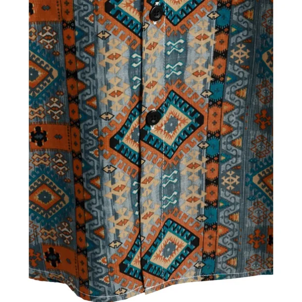 Retro Vintage Boho 1970s Shirt Hawaiian Shirts Hippie Aztec Tribal Fancy Dress Men's Halloween Carnival Music Festival Beach Vacation Wear Retro Theme Party Adults' Shirt