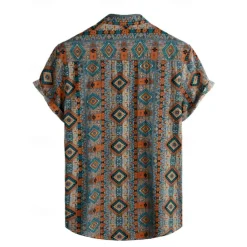 Retro Vintage Boho 1970s Shirt Hawaiian Shirts Hippie Aztec Tribal Fancy Dress Men's Halloween Carnival Music Festival Beach Vacation Wear Retro Theme Party Adults' Shirt