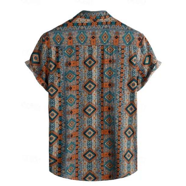 Retro Vintage Boho 1970s Shirt Hawaiian Shirts Hippie Aztec Tribal Fancy Dress Men's Halloween Carnival Music Festival Beach Vacation Wear Retro Theme Party Adults' Shirt