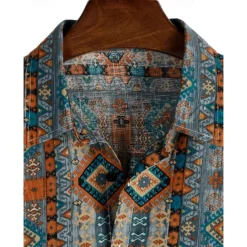 Retro Vintage Boho 1970s Shirt Hawaiian Shirts Hippie Aztec Tribal Fancy Dress Men's Halloween Carnival Music Festival Beach Vacation Wear Retro Theme Party Adults' Shirt