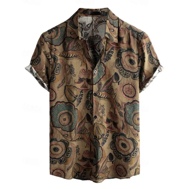 Retro Vintage Boho 1970s Shirt Hawaiian Shirts Hippie Floral Fancy Dress Men's Halloween Carnival Music Festival Beach Vacation Wear Retro Theme Party Adults' Shirt