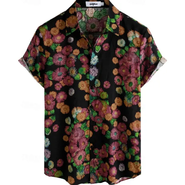 Retro Vintage Boho 1970s Shirt Hawaiian Shirts Hippie Floral Fancy Dress Men's Halloween Carnival Music Festival Beach Vacation Wear Retro Theme Party Adults' Shirt